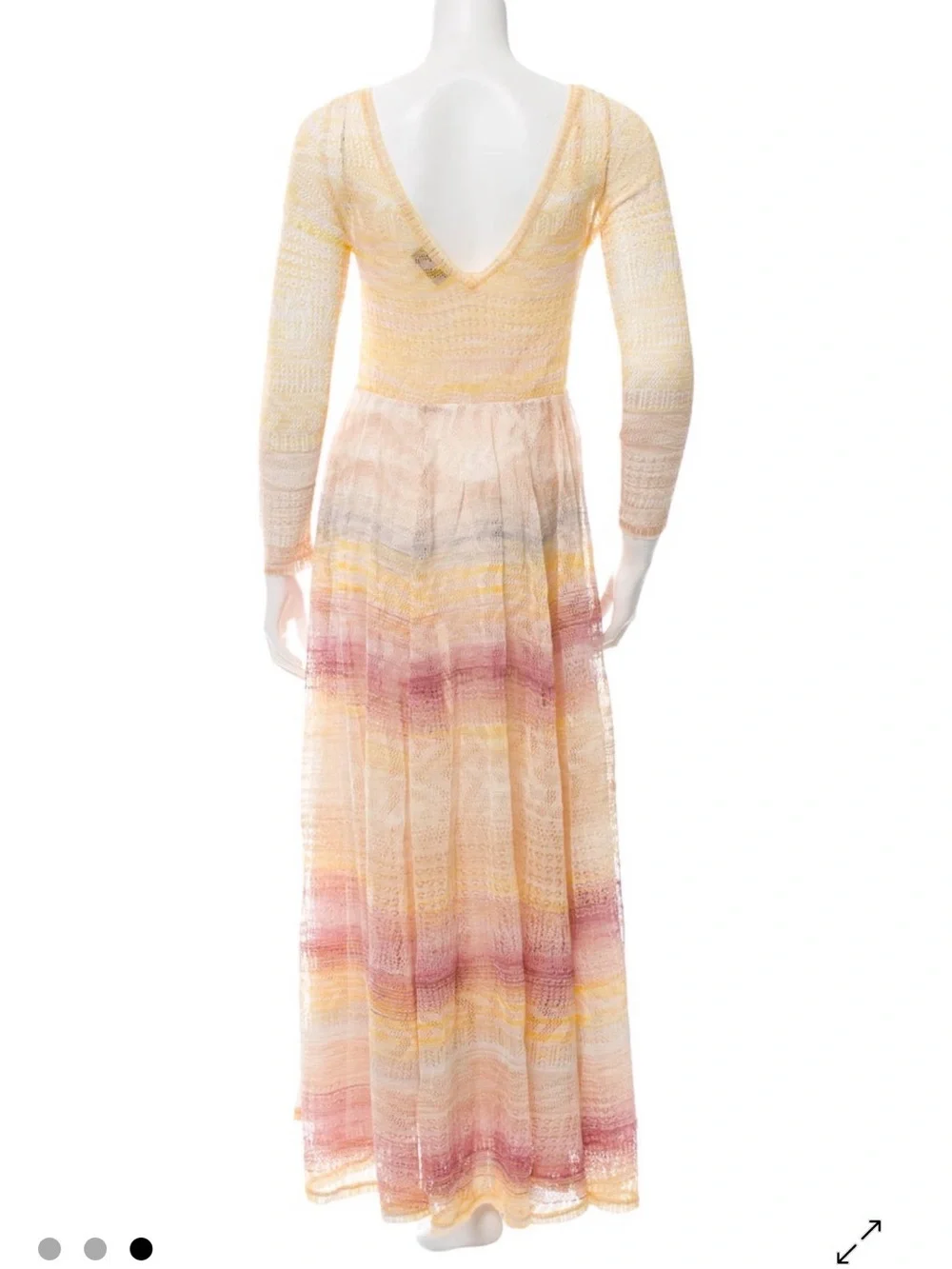 Missoni Orange Label Striped Long-Sleeve Maxi Dress in Peach, Pink and Yellow - Picture 4 of 5